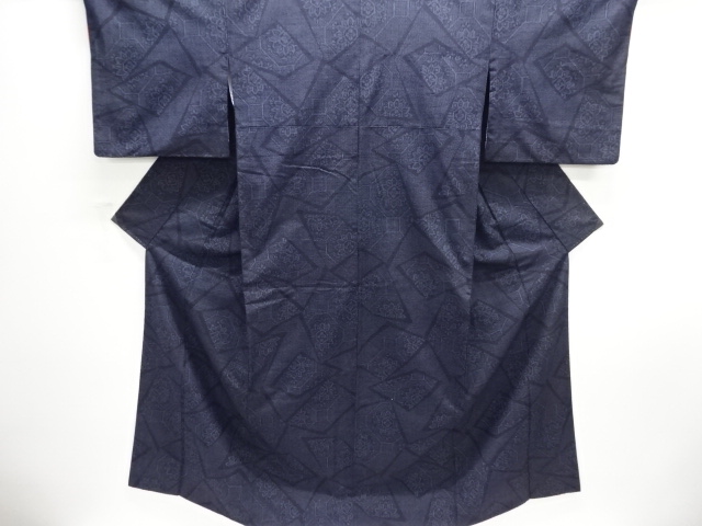平和屋着物＊夏物　結城紬　夏結城　100亀甲　麻の葉文様　正絹　逸品　AABA6489jd 平和屋本店□希少 夏物 本場結城上布 本場結城紬技術保持者 野村半平